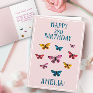 Süßer rosa Schmetterling Mädchen Geburtstag  Karte