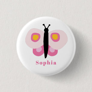 Süßer rosa Schmetterling Vorname Button