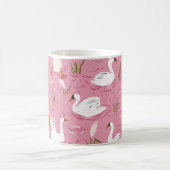 Süßer Rosa Schwan Nahtloses Muster Kaffeetasse (Mittel)