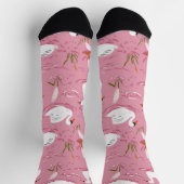 Süßer Rosa Schwan Nahtloses Muster Socken (Oben)