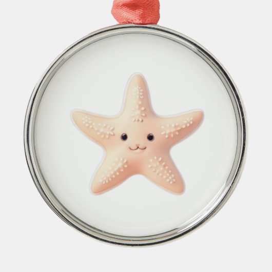 Süßer rosa Seestern Ornament Aus Metall (Vorne)