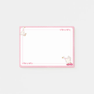 Süßer rosa Skateboard-Gans-Herz-Polka-Punkt  Post-it Klebezettel