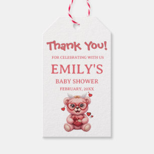 Süßer Rosa Teddybär Baby Shower  Geschenkanhänger