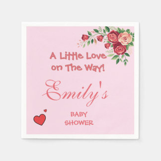 Süßer Rosa Teddybär Baby Shower Serviette