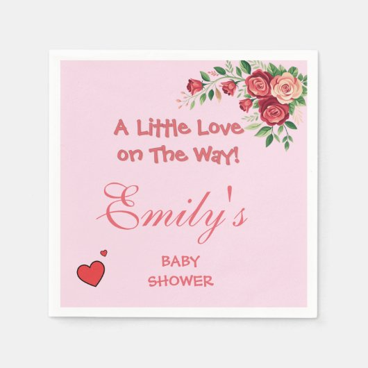 Süßer Rosa Teddybär Baby Shower Serviette (Vorderseite)