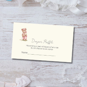 Süßer rosa Teddybär Golf Diaper-Raffa-Ticket  Begleitkarte