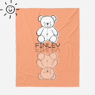 Süßer rosa Teddybär-Reflektions-Doodle mit individ Fleecedecke