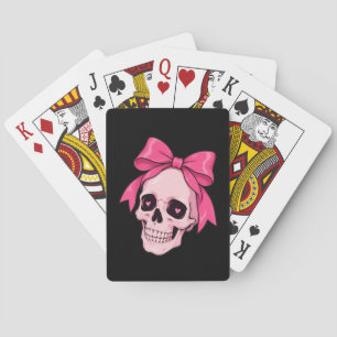 Süßer rosa Totenkopf Coquette Schleife Pastell Got Spielkarten