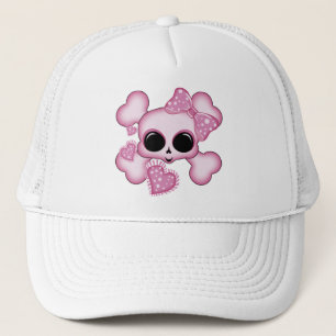 Süßer rosa Totenkopf Truckerkappe