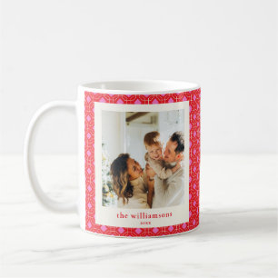 Süßer rosa und roter geometrischer Weihnachtsgruß Kaffeetasse