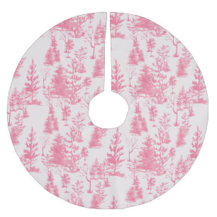 Süßer rosa vintage Wasserfarben-Tannenbaum-Weihnac Polyester Weihnachtsbaumdecke