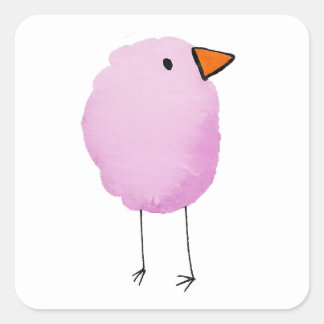 Süßer rosa Wasserfarben-Vogel-Aufkleber Quadratischer Aufkleber