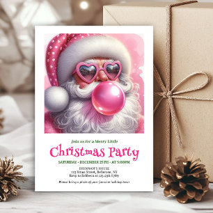 Süßer rosa Weihnachtsmann-Bubble-Gum-Wasserfarben- Einladung