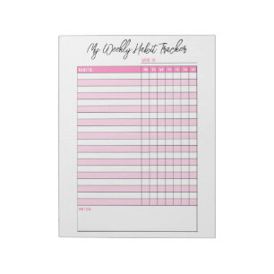 Süßer rosa wöchentlicher Gewohnheits-Tracker-Notiz Notizblock