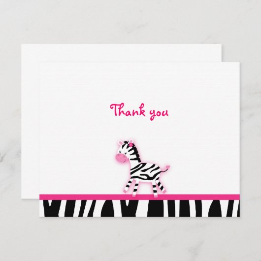 Süßer rosa Zebra danken Ihnen Mitteilungskarten (Vorne/Hinten)