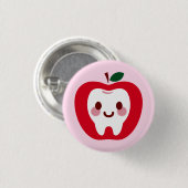 Süßer roter Apfel-Zahn-Charakter Button (Vorne & Hinten)