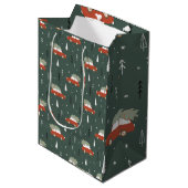 Süßer roter Auto-Weihnachtsbaum-Winter-Pattern Mittlere Geschenktüte (Vorderseite Schrägansicht)