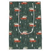 Süßer roter Auto-Weihnachtsbaum-Winter-Pattern Mittlere Geschenktüte (Rückseite)