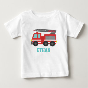 Süßer roter Feuerwehrwagen für kleine Feuerwehrmän Baby T-shirt