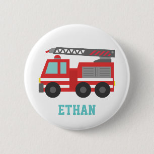 Süßer roter Feuerwehrwagen für kleine Feuerwehrmän Button