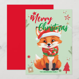 Süßer roter Fuchs Santa Weihnachtsfeiertag Familie Feiertagskarte