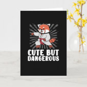 Süßer roter Karate-Panda Karte (Gelbe Blume)