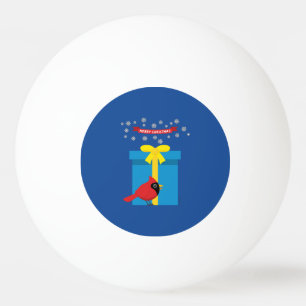 Süßer Roter Kardinal mit blauem Geschenk Tischtennisball