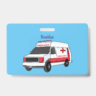 Süßer roter Krankenwagen Cartoon Ausweis