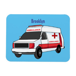 Süßer roter Krankenwagen Cartoon Magnet