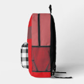 Süßer roter Monogramm-Patch mit Büffelkaromuster Bedruckter Rucksack (Rechts)
