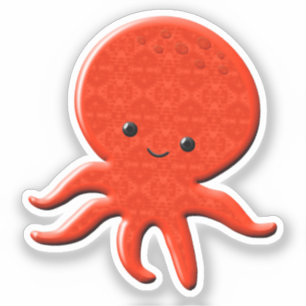 Süßer roter Oktopus Aufkleber