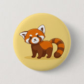 Süßer Roter Panda auf Gelb Button (Vorderseite)
