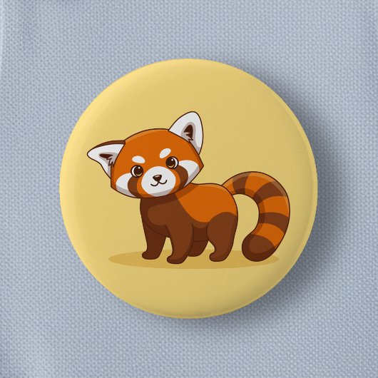 Süßer Roter Panda auf Gelb Button