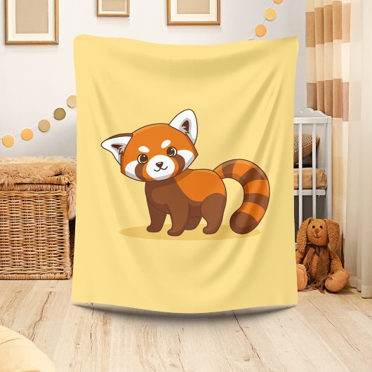 Süßer Roter Panda auf Gelb Fleecedecke