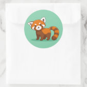 Süßer Roter Panda auf Grün Runder Aufkleber (Tasche)