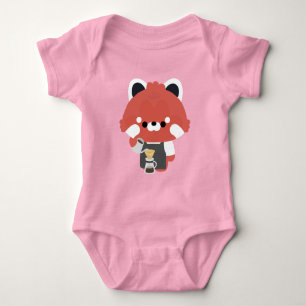 Süßer Roter Panda Barista Baby Strampler