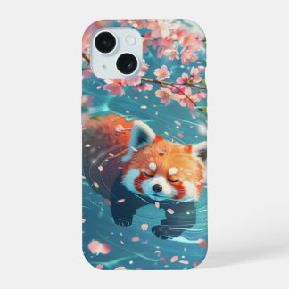 Süßer Roter Panda entspannt im Wasser iPhone 15 Hülle