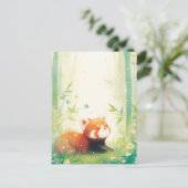 Süßer Roter Panda im Bambuswald Postkarte (Stehend Vorderseite)