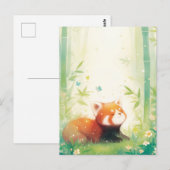 Süßer Roter Panda im Bambuswald Postkarte (Vorne/Hinten)