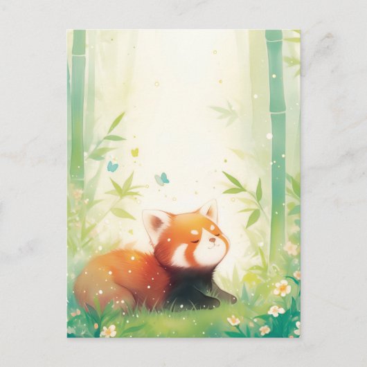Süßer Roter Panda im Bambuswald Postkarte (Vorderseite)