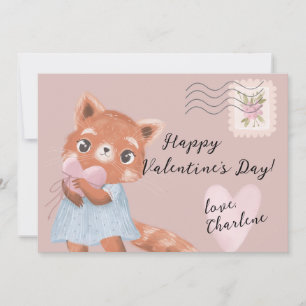 Süßer Roter Panda-Postbrief zum Valentinstag Feiertagskarte
