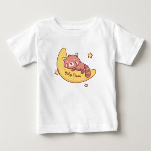 Süßer Roter Panda schläft auf dem Mond Baby T-shirt