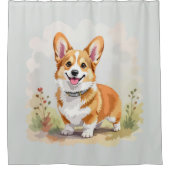 Süßer roter Pembroke Welsh Corgi Hund Duschvorhang (Vorderseite)