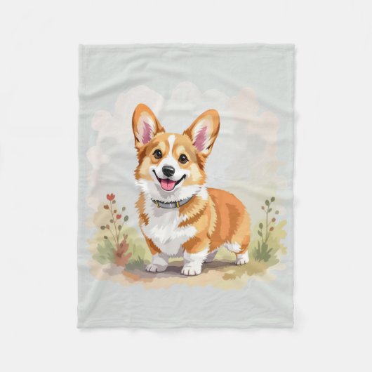 Süßer roter Pembroke Welsh Corgi Hund Fleecedecke (Vorderseite)