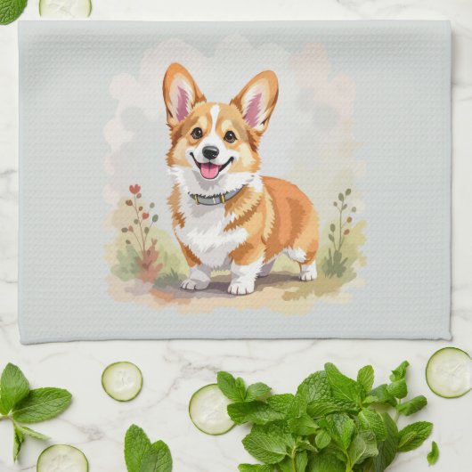 Süßer roter Pembroke Welsh Corgi Hund Geschirrtuch (Gefaltet)