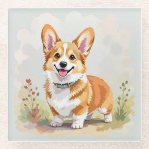 Süßer roter Pembroke Welsh Corgi Hund Glasuntersetzer