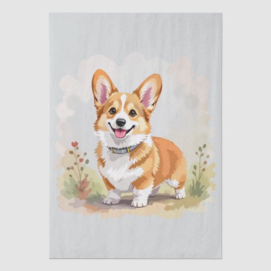Süßer roter Pembroke Welsh Corgi Hund Seidenpapier (Vorderseite)