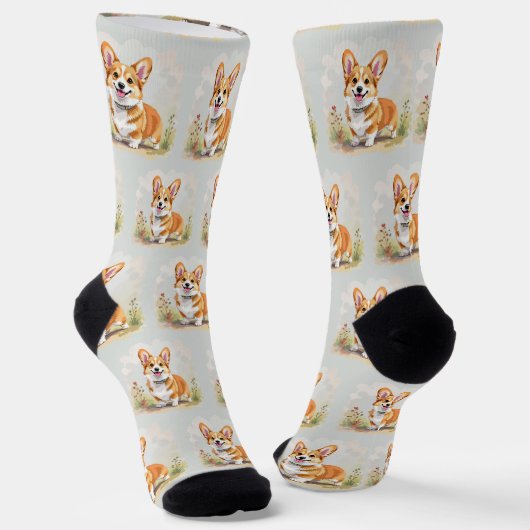 Süßer roter Pembroke Welsh Corgi Hund Socken (Gewinkelt)