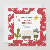 Süßer roter Pferd-Cowboy-Junge-Geburtstag Karte (Vorderseite)