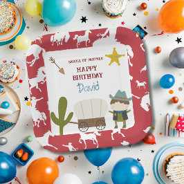 Süßer roter Pferd-Cowboy-Junge-Geburtstag Pappteller